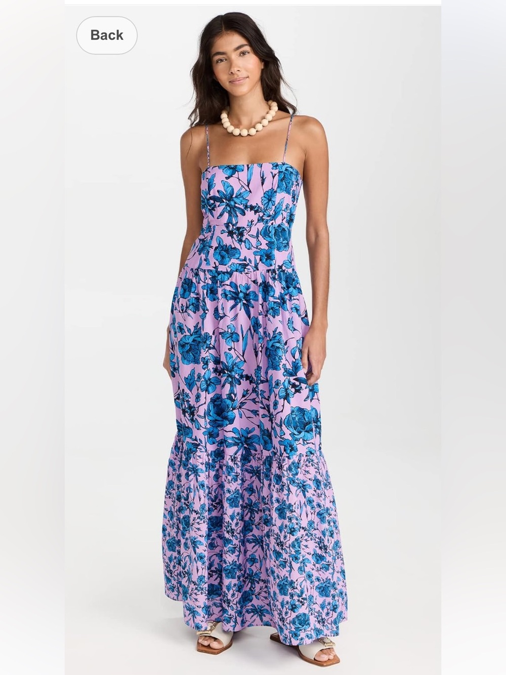 Playa Lucila Square Neck Maxi Dress Purple Blue Floral NWT Size L Large